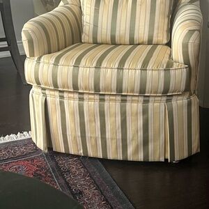 Elegant Striped Accent Pillow in Green and Cream